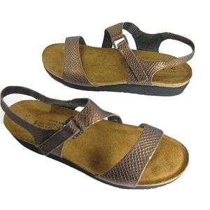 Naot Sandals women Shoes Bronze Snake Pattern Leather comfort shoes 11 42 new